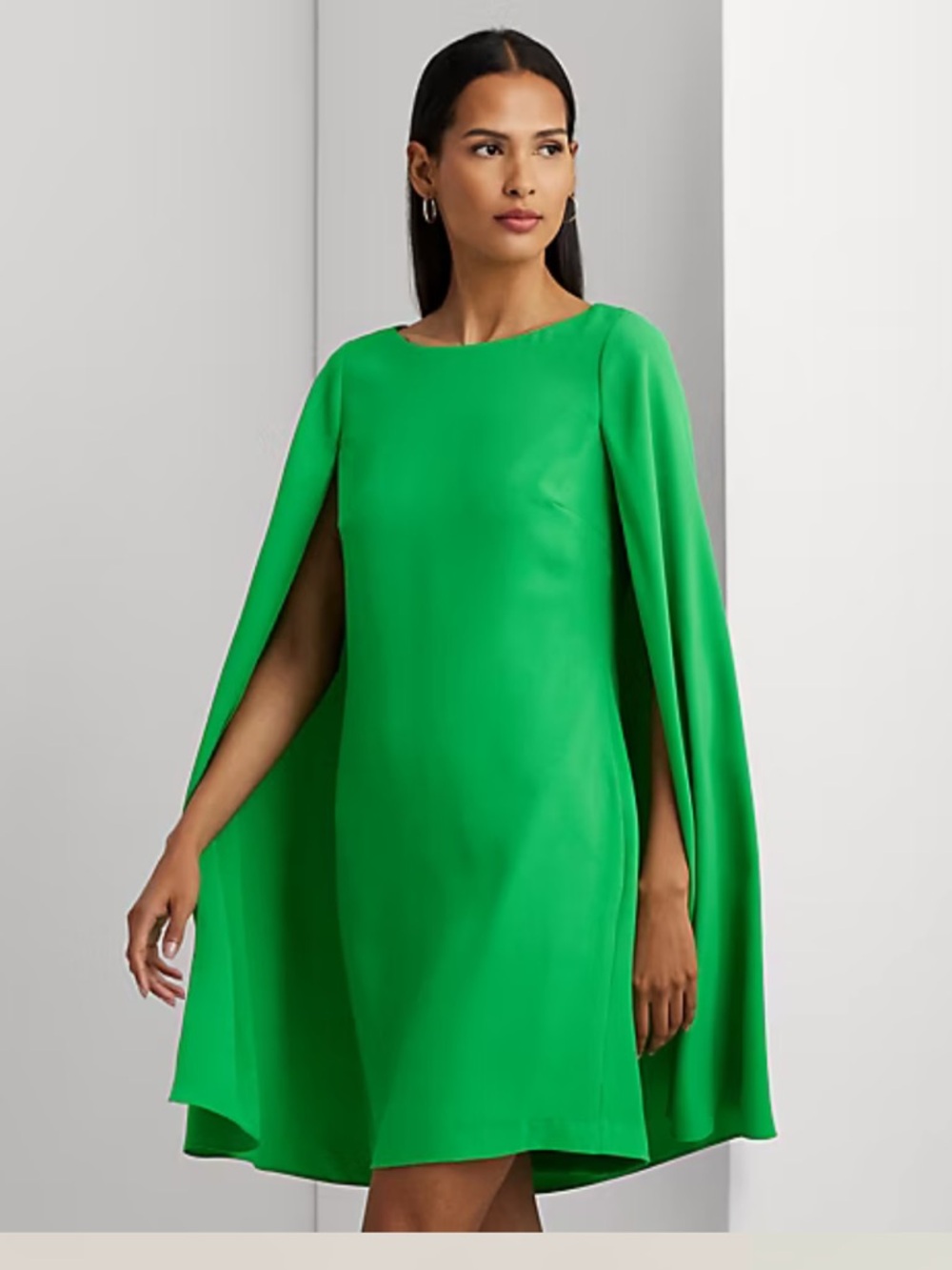 Ralph Lauren Green Women’s Green Cape Georgette Cocktail Dress XL 18